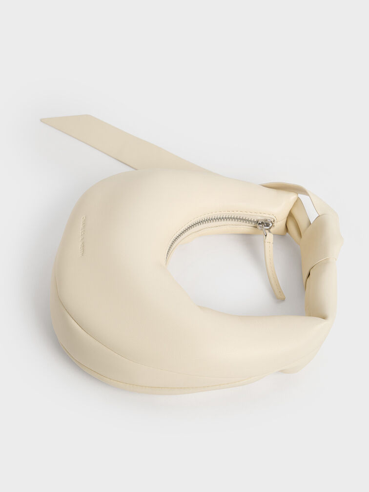 Micro Toni Knotted Crescent Hobo Bag, Chalk, hi-res