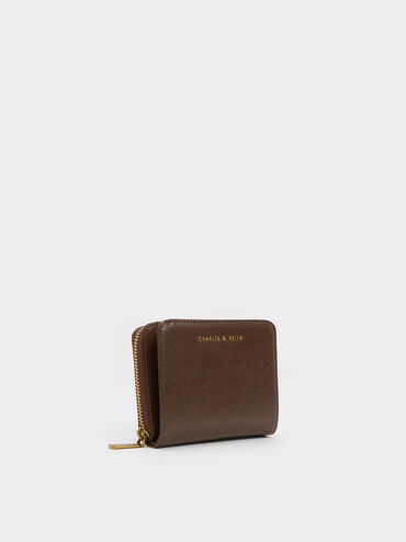 Zip-Around Small Wallet, Dark Brown, hi-res