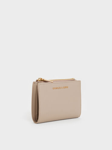 Harmonee Top-Zip Small Wallet, Taupe, hi-res
