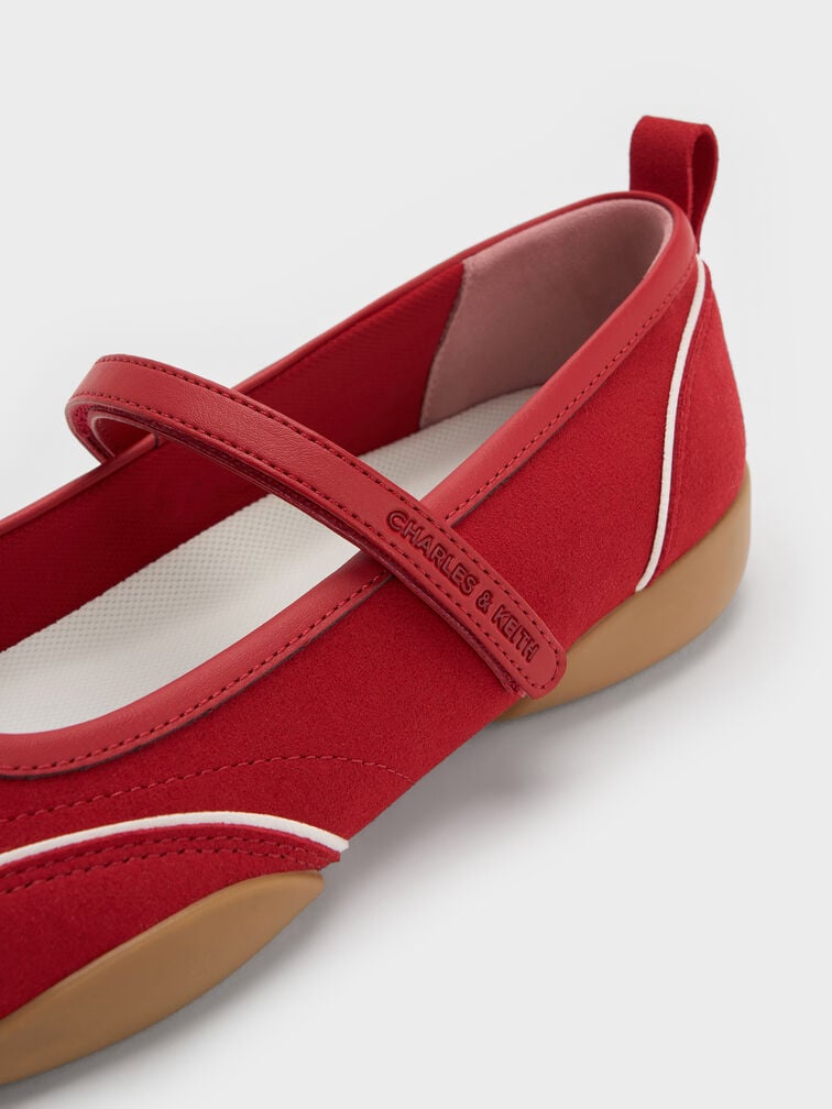 Louise Contrast-Trim Mary Jane Sneakers, Red, hi-res