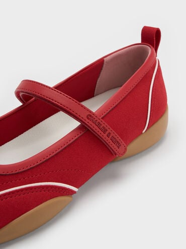 Louise Contrast-Trim Mary Jane Sneakers, Red, hi-res