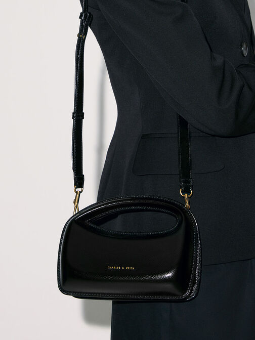 Mini Cocoon Top Handle Bag, สีดำอะไหล่สีเงิน, hi-res