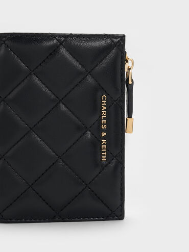 Alva Quilted Top-Zip Small Wallet, Black, hi-res