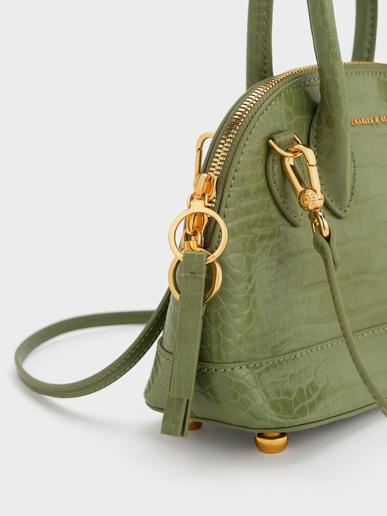 Harmonee Croc-Embossed Bowling Bag, , hi-res