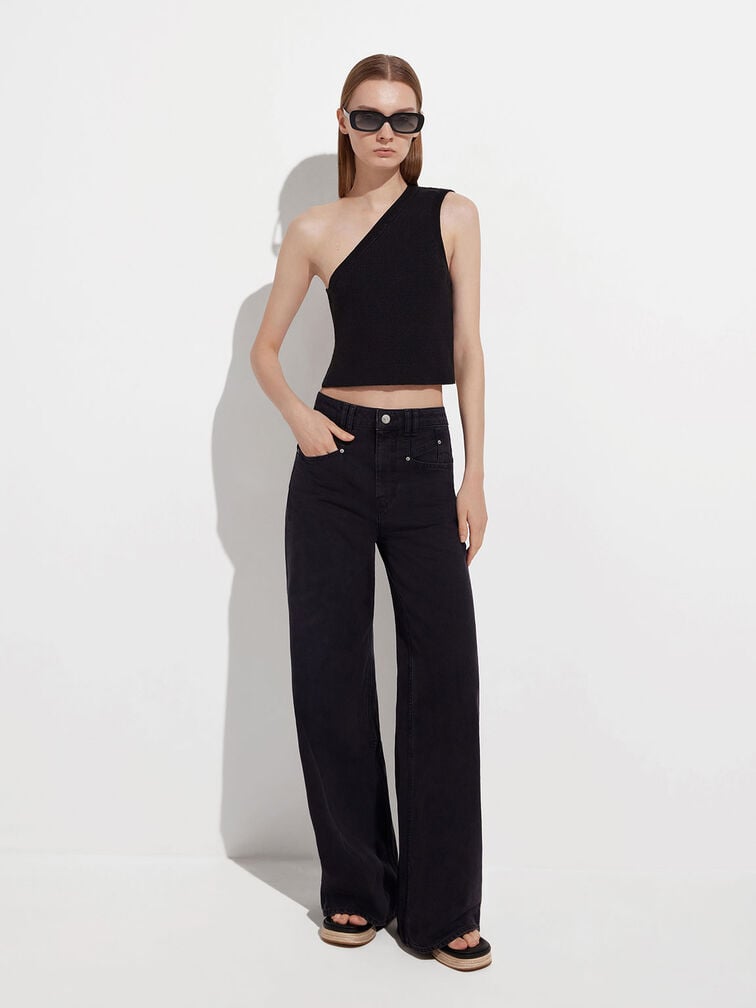 แว่นตากันแดดกรอบทรงเหลี่ยมวัสดุอะซิเตทรีไซเคิลรุ่น Aubrey, สีดำ, hi-res