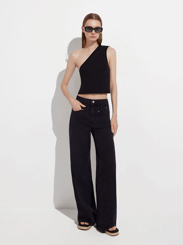 แว่นตากันแดดกรอบทรงเหลี่ยมวัสดุอะซิเตทรีไซเคิลรุ่น Aubrey, สีดำ, hi-res