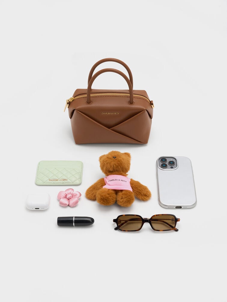 กระเป๋าโบว์ลิ่งดีไซน์ลายเรขาคณิตรุ่น Midori, สีช็อคโกแลต, hi-res