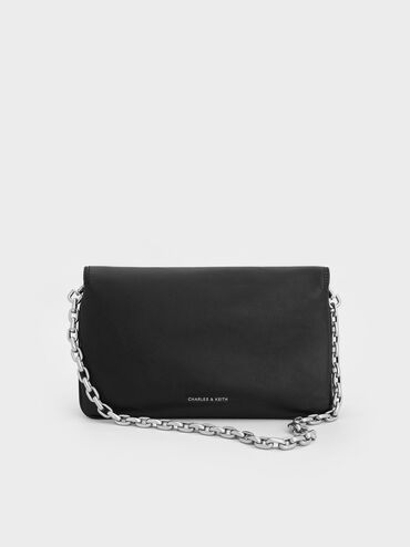 Liv Grommet Chain-Handle Shoulder Bag, Noir, hi-res