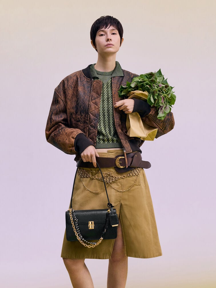 Acelynn Rope-Chain Shoulder Bag, Black, hi-res