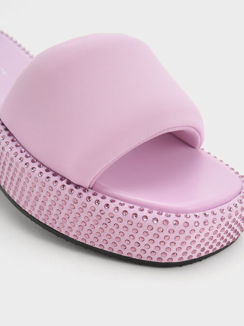 Crystal-Embellished Nylon Flatform Sandals, สีไลแลค, hi-res