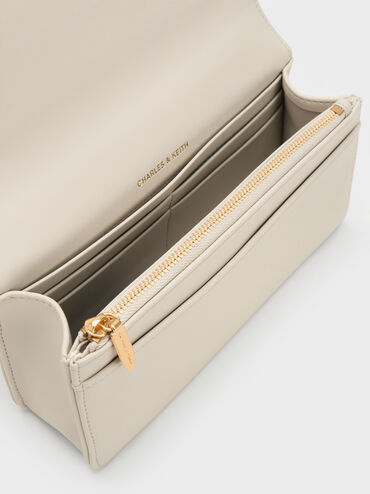 Paffuto Chain Handle Quilted Long Wallet, Cream, hi-res