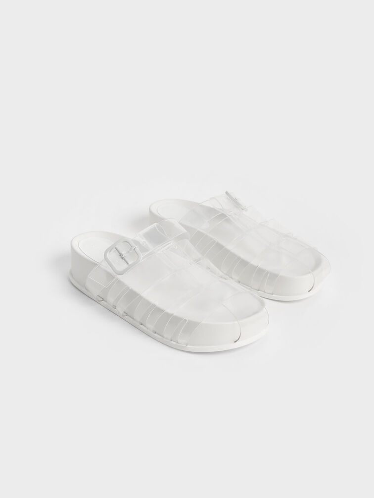 Madison Caged See-Through Slide Sandals, สีขาว, hi-res
