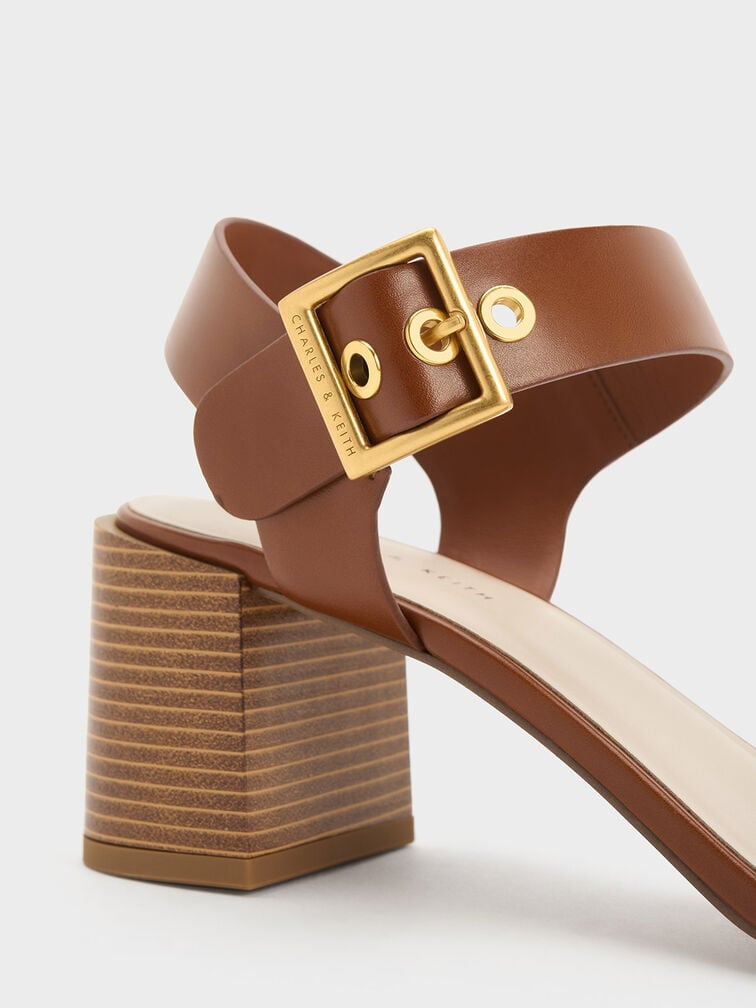 Square-Buckle Block Heel Sandals, , hi-res