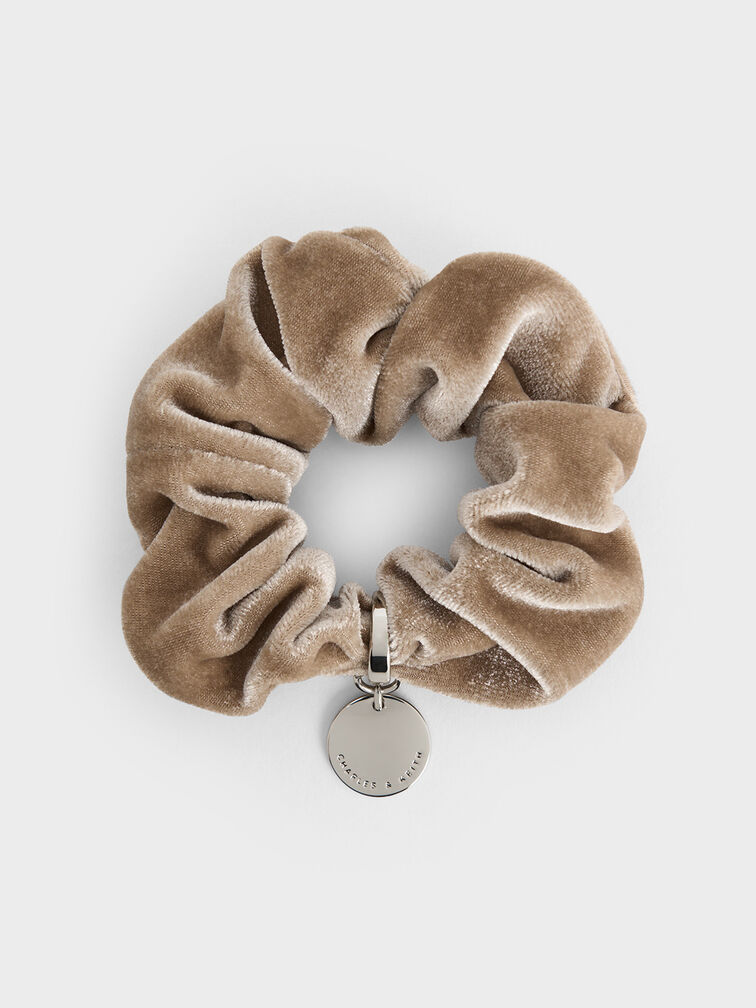 Velvet Scrunchie, Beige, hi-res