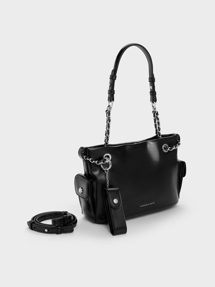 Lottie Side-Pocket Tote Bag, Noir, hi-res