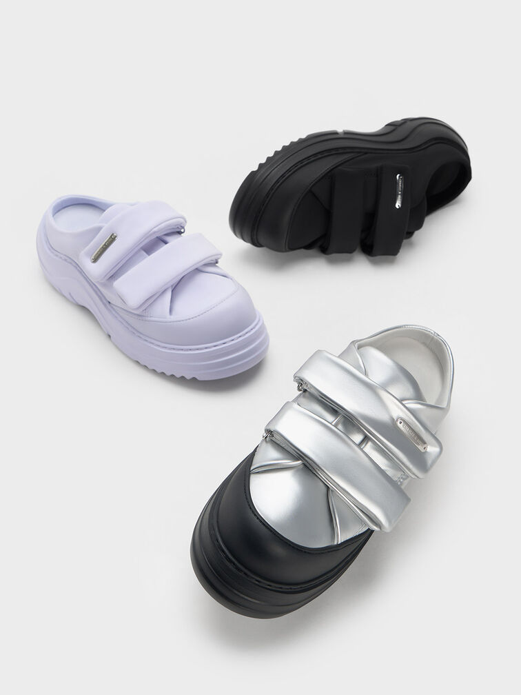 Nylon Padded Double-Strap Slip-On Sneakers, , hi-res