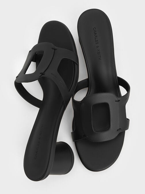 Easley Cut-Out Heeled Sandals, Black, hi-res