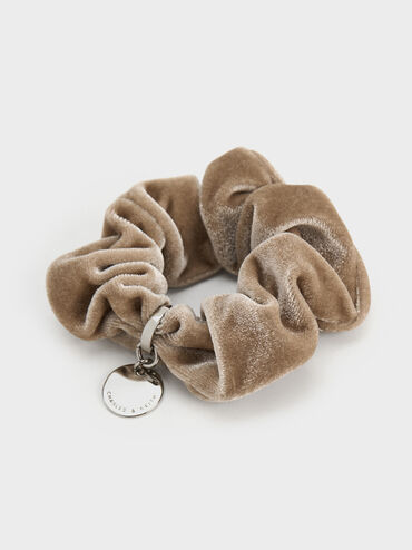 Velvet Scrunchie, Beige, hi-res