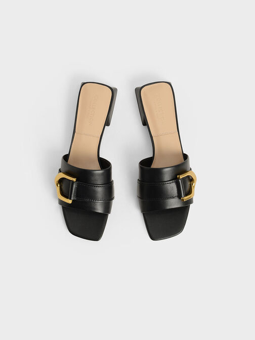 Gabine Buckled Leather Mules, , hi-res