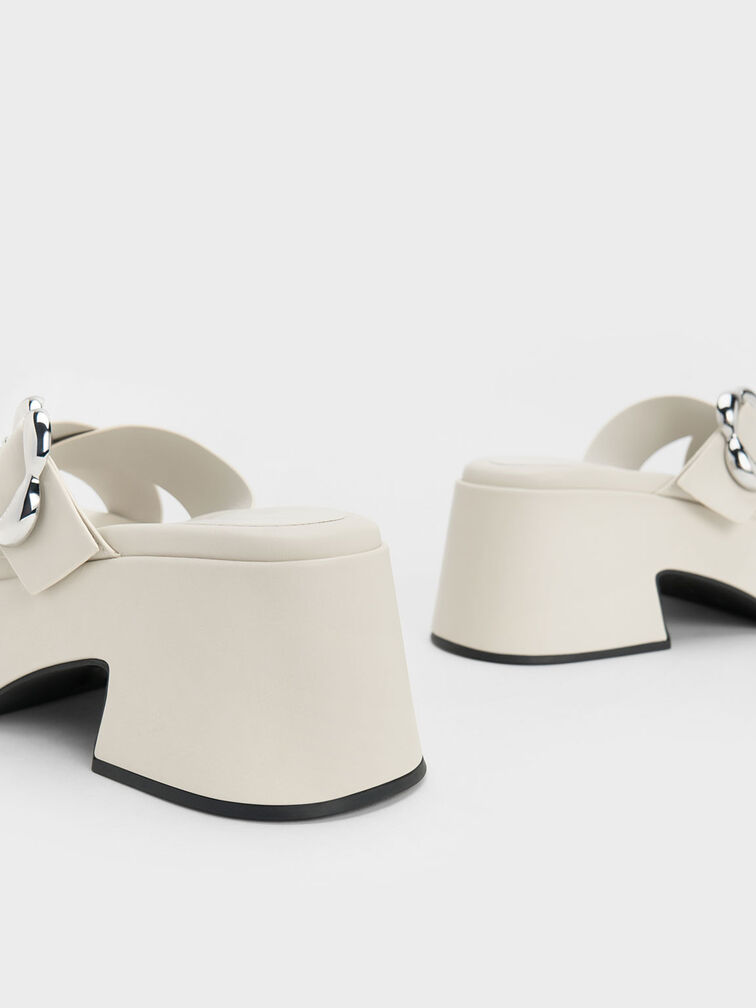 Flower-Buckle Crossover Platform Mules, , hi-res