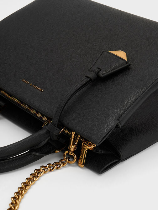 กระเป๋าถือแบบมีโครงรุ่น Mirabelle, สีดำ, hi-res