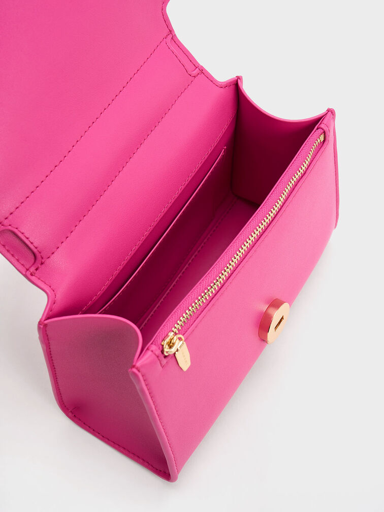 Clover Curved Handle Bag, สีฟูเชีย, hi-res