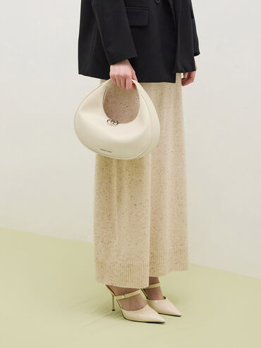 กระเป๋าโฮโบทรงพระจันทร์เสี้ยว, สีชอล์ค, hi-res