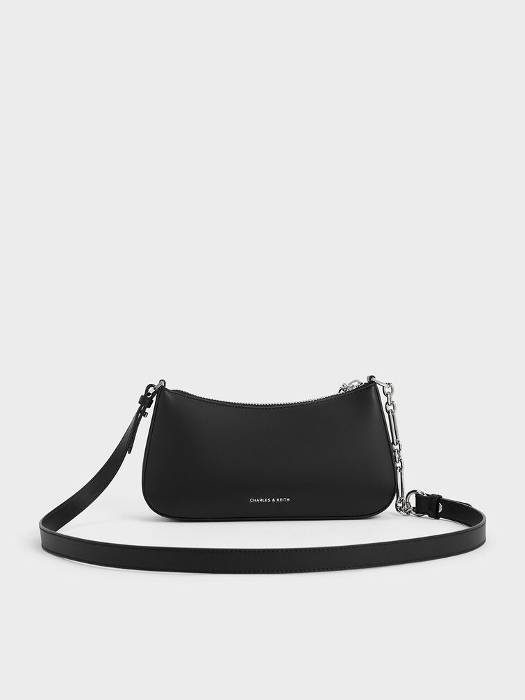 Chain-Strap Shoulder Bag, Noir, hi-res