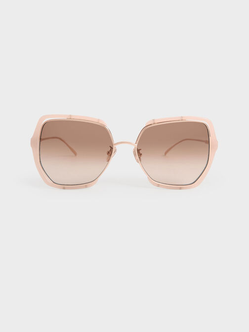 Recycled Acetate Wire-Frame Butterfly Sunglasses, , hi-res