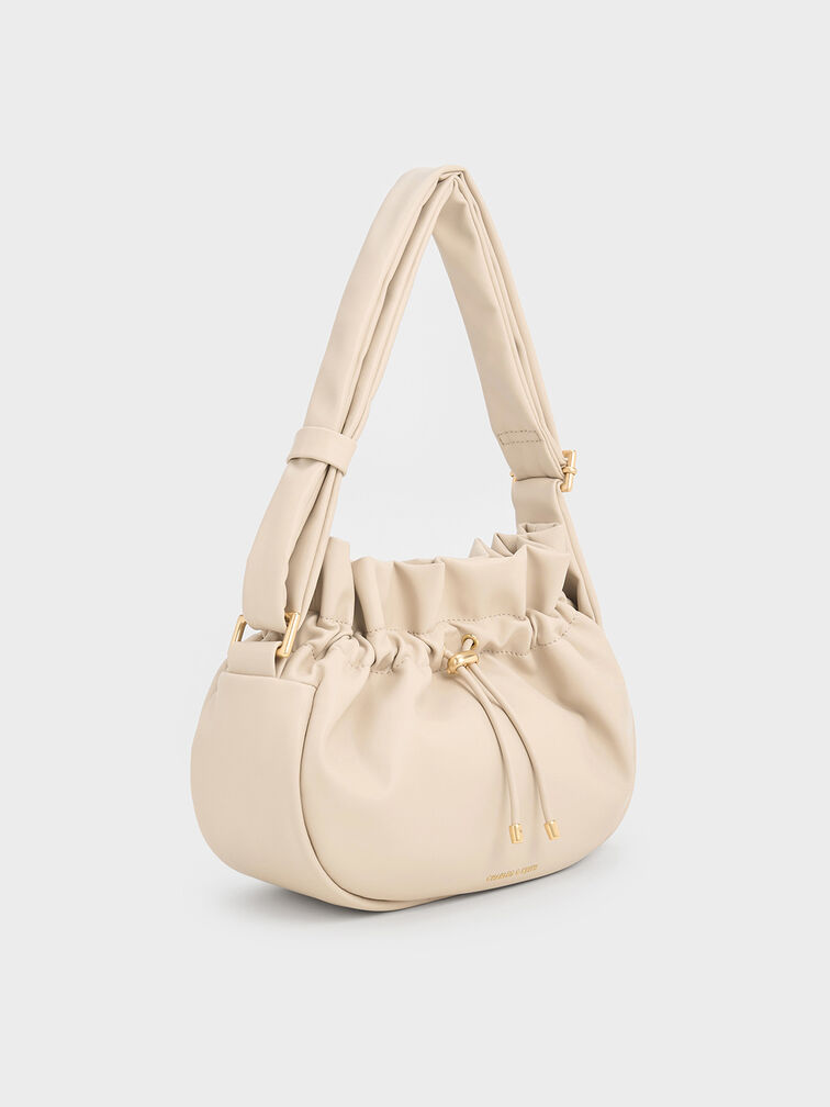 Mini Maisy Ruched Drawstring Hobo Bag, Oat, hi-res