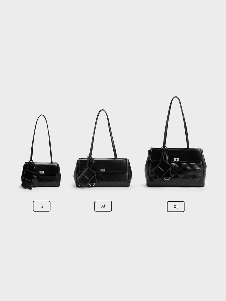 Apfra Quilted Tote Bag, Noir, hi-res