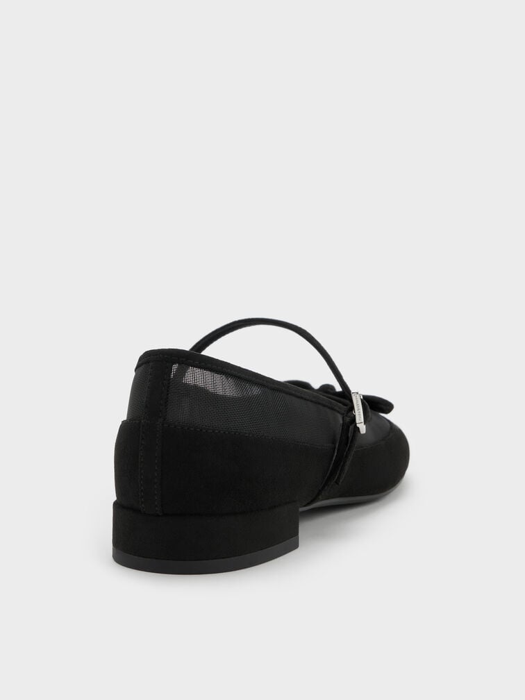 รองเท้าแมรี่เจนวัสดุหนังกลับสังเคราะห์และผ้าตาข่ายรุ่น Mulligan, สีแบล็คเท็กซ์เจอร์, hi-res