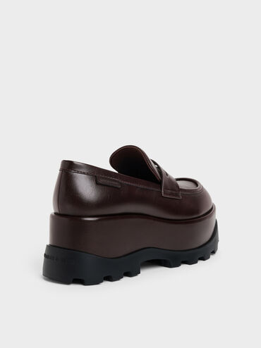 Barron Platform Penny Loafers, Dark Brown, hi-res