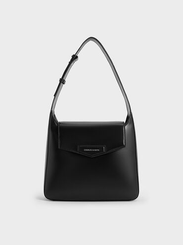 Adelie Envelope Hobo Bag, Noir, hi-res