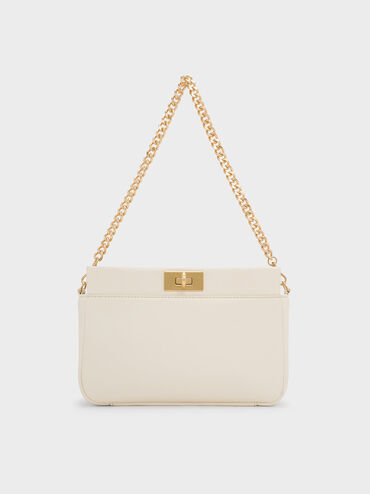 Lennie Chain-Handle Shoulder Bag, Cream, hi-res