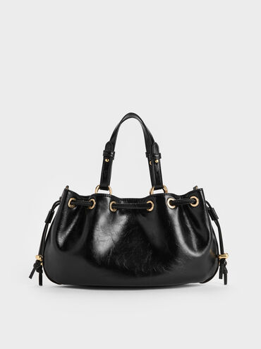 Mini Moxie Drawstring Bucket Bag, Black, hi-res