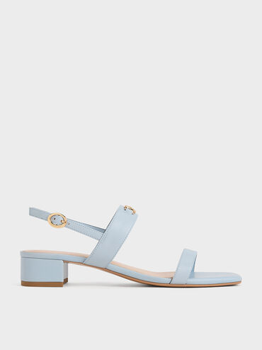 Metallic-Accent Slingback Sandals, Light Blue, hi-res