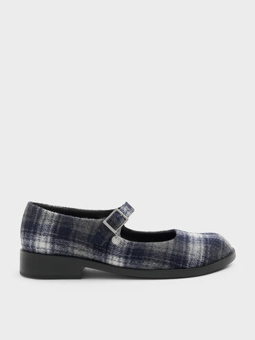Circle-Charm Buckled Mary Janes, Dark Grey, hi-res