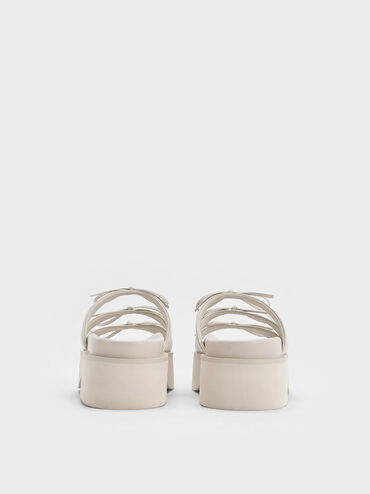 Dorri Triple-Bow Platform Sandals, Chalk, hi-res