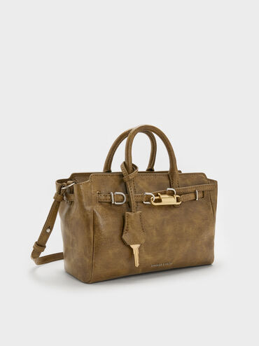 กระเป๋าโท้ทขนาดมินิรุ่น Delfina, สีวอลนัทบราวน์, hi-res