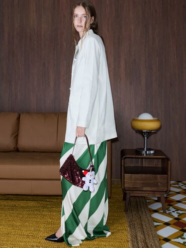 กระเป๋าแบบสะพายได้สองสไตล์ประดับเลื่อมรุ่น Jesmyn, สีเบอร์กันดี, hi-res