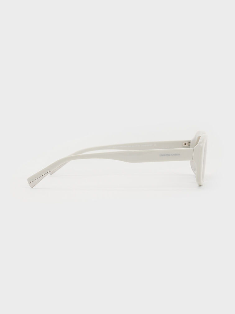 Aubrey Rectangular Recycled Acetate Sunglasses, Chalk, hi-res