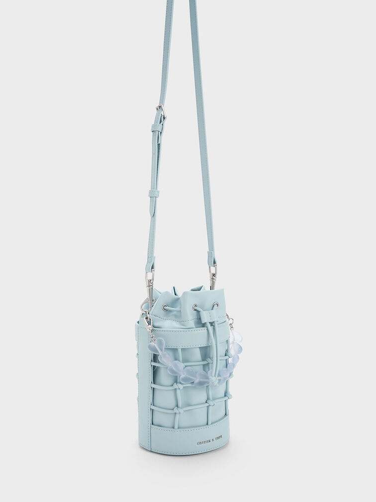 Heart Motif Caged Bucket Bag, , hi-res