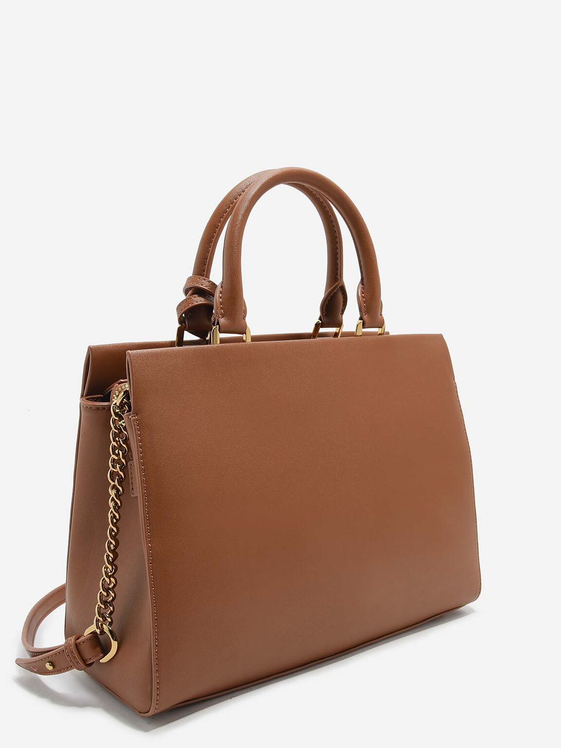 Classic Structured Handbag, Brown, hi-res