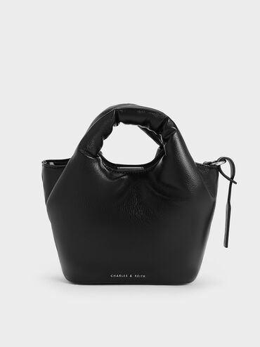 Yama Padded Chain-Handle Bag, สีดำอะไหล่สีเงิน, hi-res