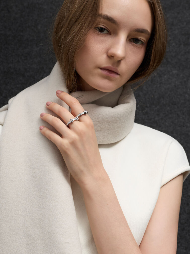 แหวนประดับคริสตัลรุ่น Hermione, สีเงิน, hi-res