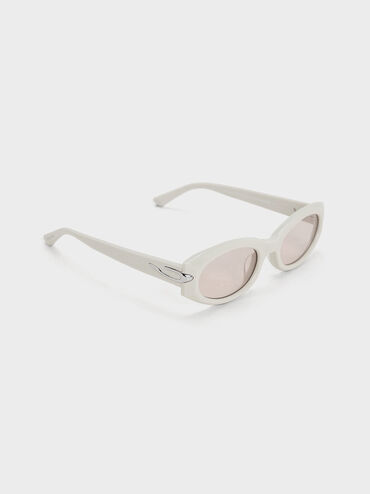 แว่นตากันแดดกรอบทรงรีรุ่น Edie, สีชอล์ค, hi-res