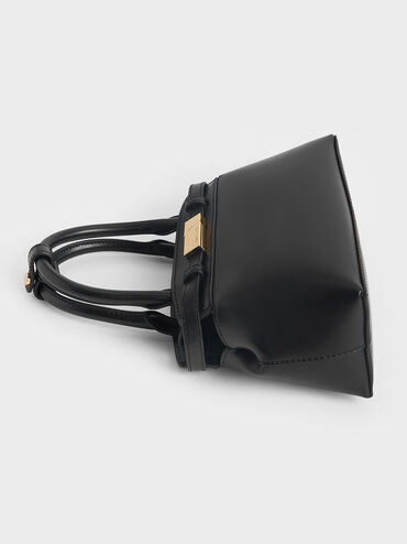 Aurelia Metallic-Accent Elongated Tote, Black, hi-res