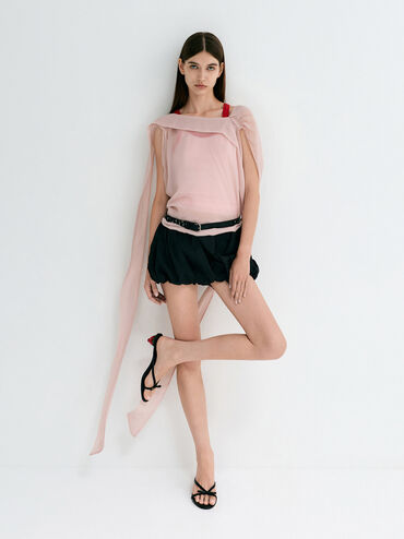 Sonali Bow Strawberry-Heel Mules, Black, hi-res