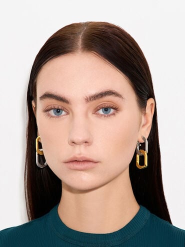 Gabine Two-Tone Chain-Link Drop Earrings, Multi, hi-res